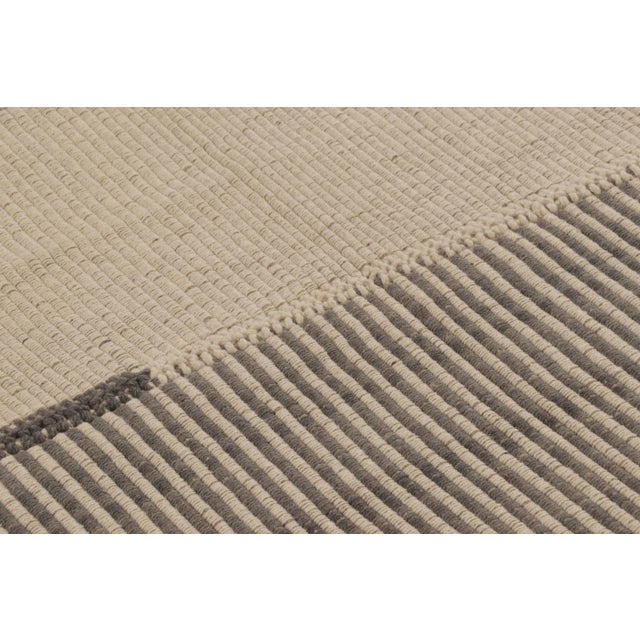 Rug & Kilim Rug & Kilim's Accent Kilim, Beige and Gray Textural Stripes For Sale - Image 4 of 8