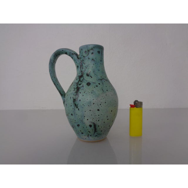 Turquoise Studio Ceramic Vase by Kerstin and Ralf Unterstab for Kunsttöpferei Unterstab, East Germany, 1960s For Sale - Image 3 of 18