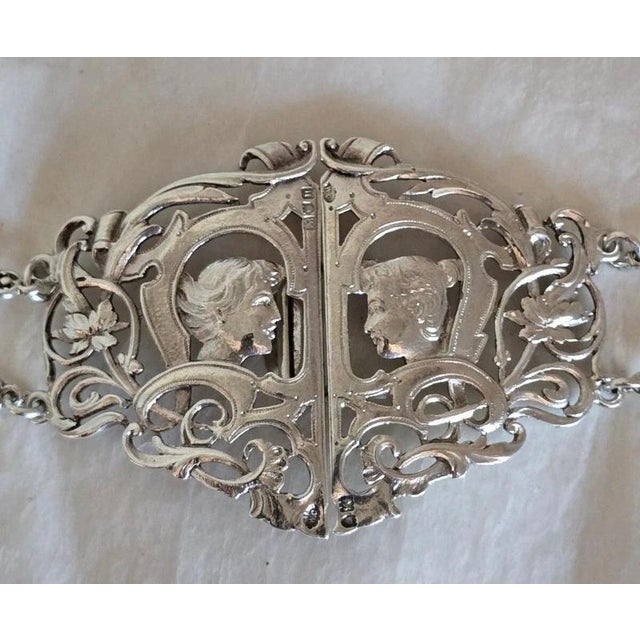 Gold Antique Art Nouveau Sterling Silver Figural Belt from William Comyns, London, 1908 For Sale - Image 8 of 16