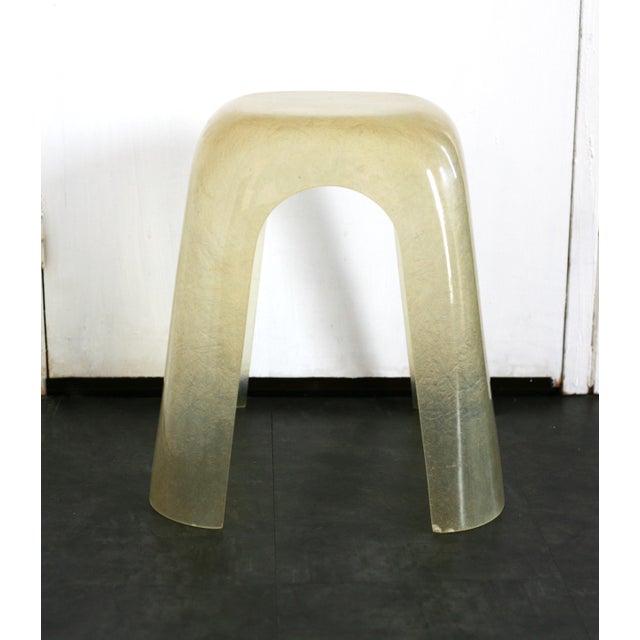 1970s resin stool solid and stable minor visible dents, see photo. No cracks space age design