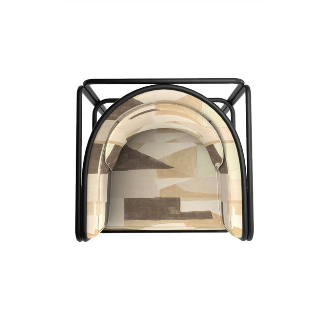 Contemporary Collector AZ1 Armchair in Silt Fabric and Black Lacquered Metal by Francesco Zonca For Sale - Image 3 of 4