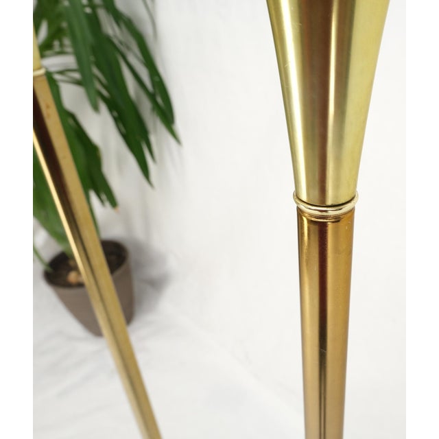 Pair of Mid Century Modern Brass Trumpet Shape Floor Lamps Torcheres For Sale - Image 13 of 13