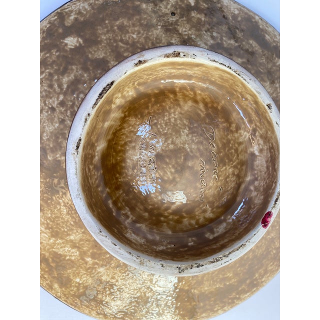 Jerome Massier French Art Pottery Floral Ceramic Pedestal Centerpiece Bowl For Sale In Miami - Image 6 of 6