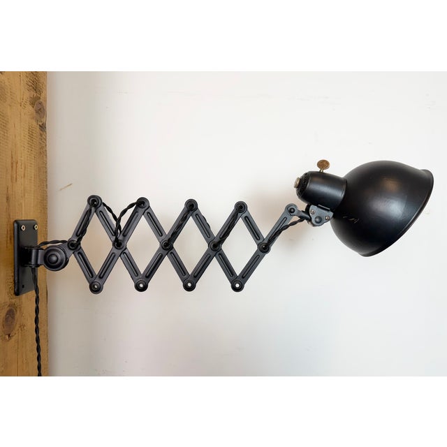 Bauhaus Industrial Black Scissor Wall Lamp from Christian Dell, 1930s For Sale - Image 10 of 18