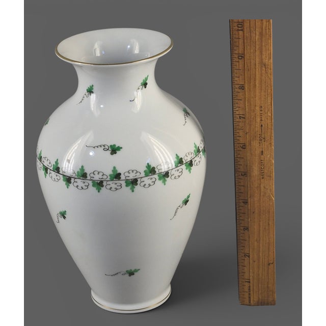 Vintage Fine Porcelain Hand Painted Herend Hungary Vase 9.5'' High For Sale - Image 6 of 9