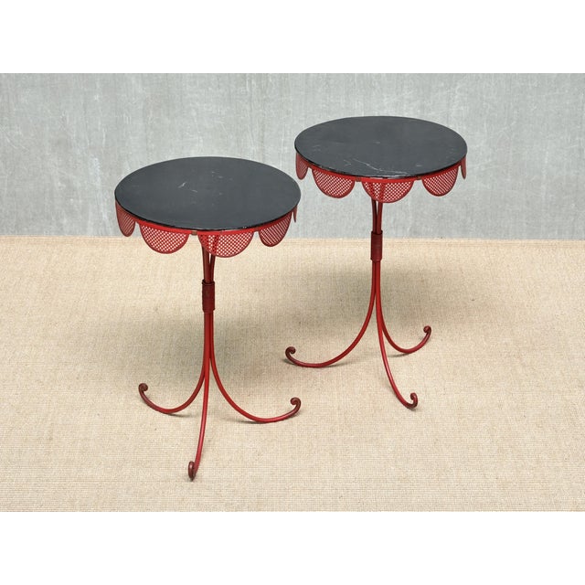 French Red and Black Tripod Gueridon Tables in the style of Emilio Terry, 1950s, Set of 2 For Sale - Image 14 of 14