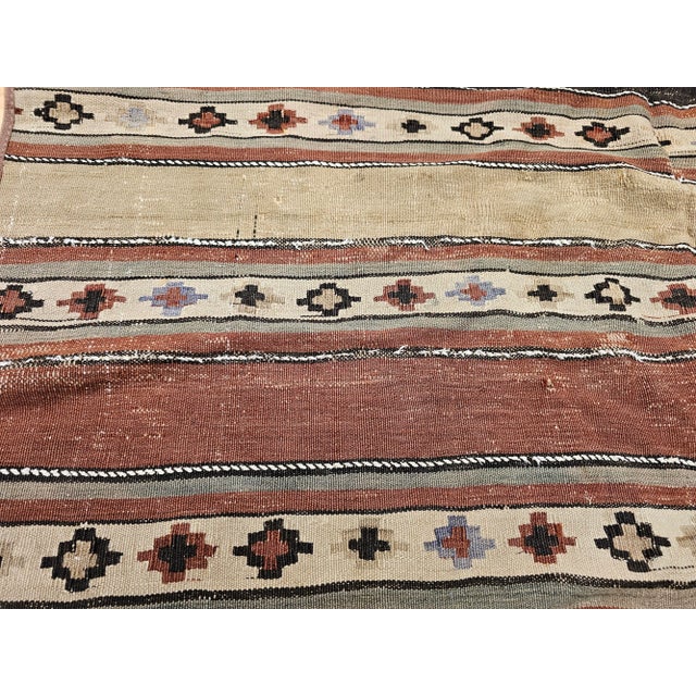 Antique Shahsavan Tribal Kilim, Handwoven Wool, Southwestern Earth Tones, 5' X 7' For Sale In Chicago - Image 6 of 7