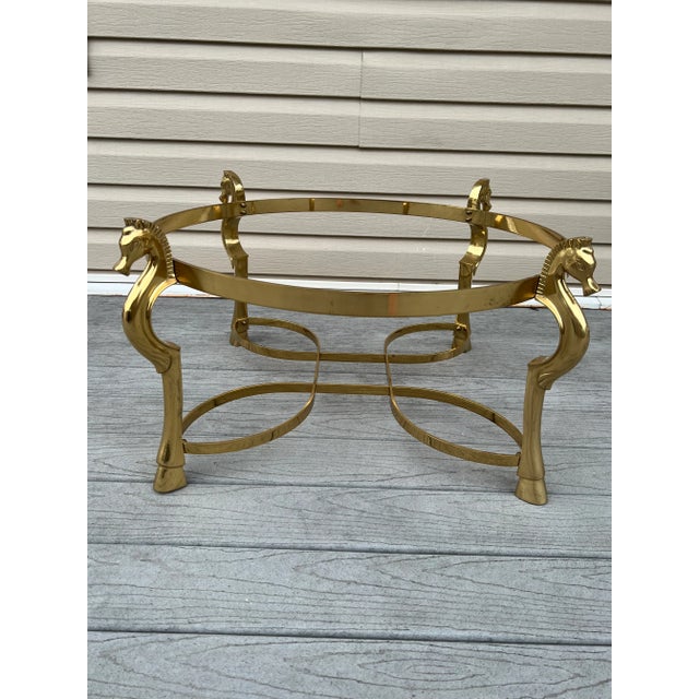 Midcentury French Brass Horse Coffee Table Base in Maison Charles Attributed to Jansen For Sale - Image 4 of 10
