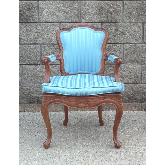 Italian Bergere Chair With Blue Striped Damask Upholstery Chairish