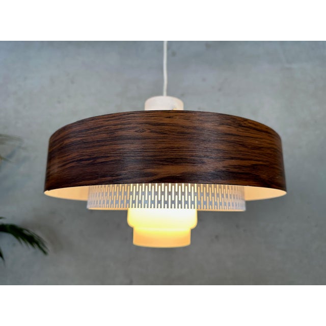 Metal Vintage Pendant Lamp in Metal and Opaline, 1970s For Sale - Image 7 of 11