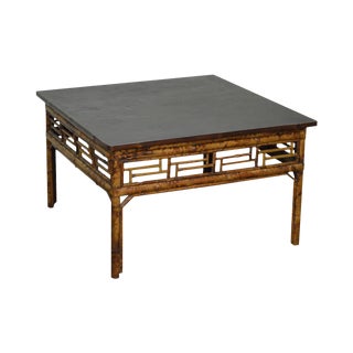 Vintage Chinese Bamboo Square Coffee Table For Sale