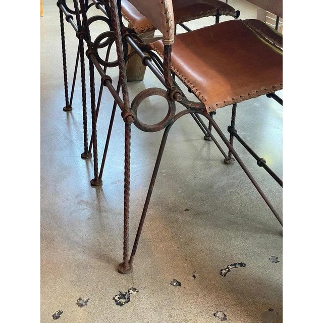 Brown Ilana Goor Iron and Leather Chairs, Set of Four, Israel, 1980's For Sale - Image 8 of 12