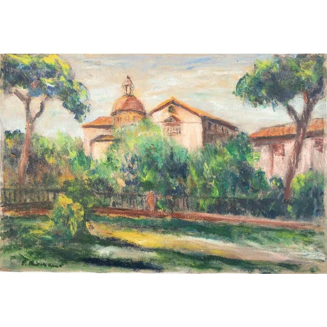 Pino Romanò, View of Celio (Rome), Oil Painting, 1990s For Sale