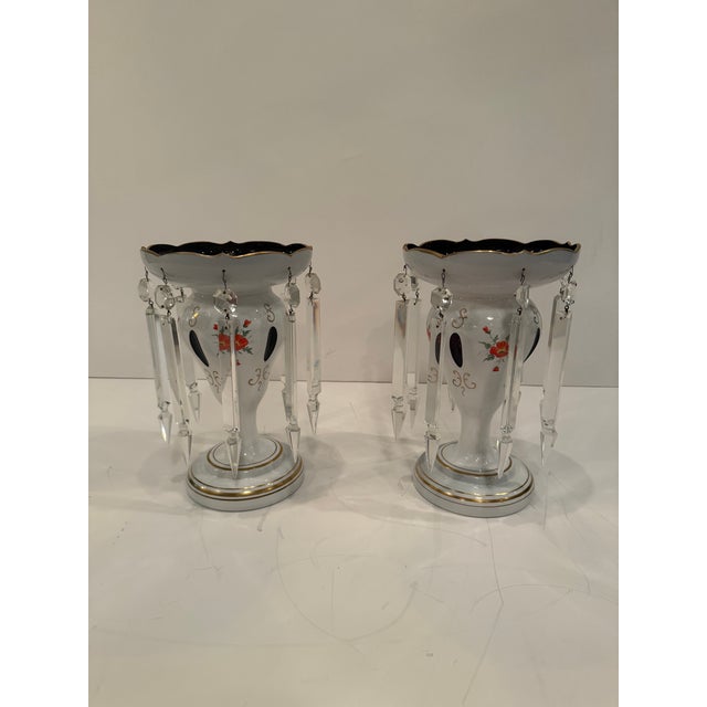 Czech Bohemian Glass Lustres With Floral Decoration -a Pair For Sale In Philadelphia - Image 6 of 9