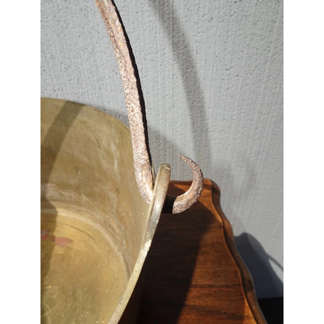 Large Vintage Brass Pot W Handle For Sale - Image 10 of 12