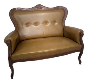 Chippendale Leather Two-Seater Sofa, 1960s