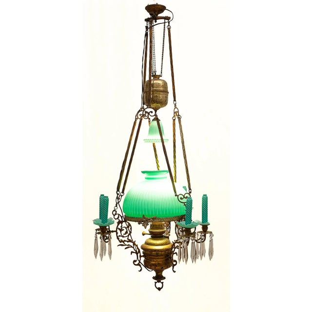 Metal Raise-Lower Suspension Chandelier, 1890s For Sale - Image 7 of 11