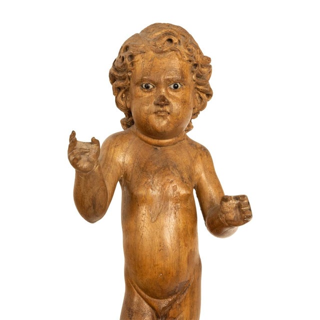 Antique 17thC Spanish Baroque Painted Carved Sculpture Salvator Mundi Jesus 1620 For Sale - Image 14 of 17
