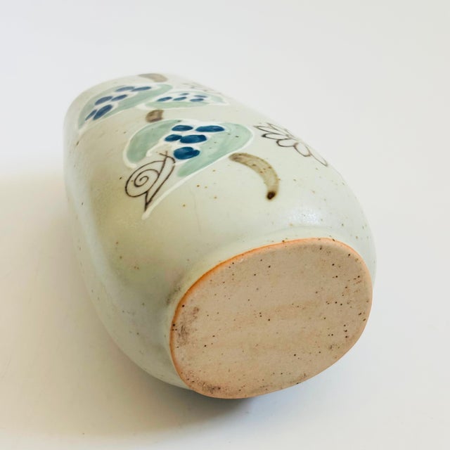Mid Century Floral Pottery Vase For Sale - Image 9 of 9