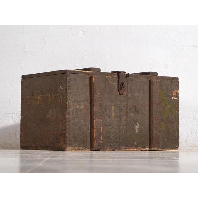 Rustic Small Antique Olive Green Chest, 1920s For Sale - Image 3 of 14