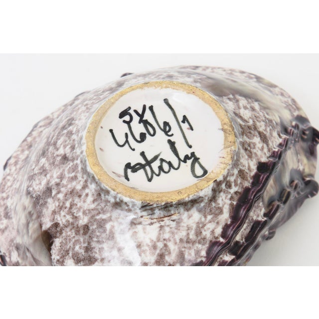 Vintage Italian Glazed Ceramic Snail Bowl Purple, Champagne Off White For Sale - Image 10 of 12