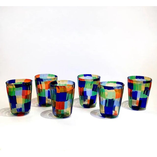 Blue Italian Murano Glasses in the style of Venini, Set of 6 For Sale - Image 8 of 18