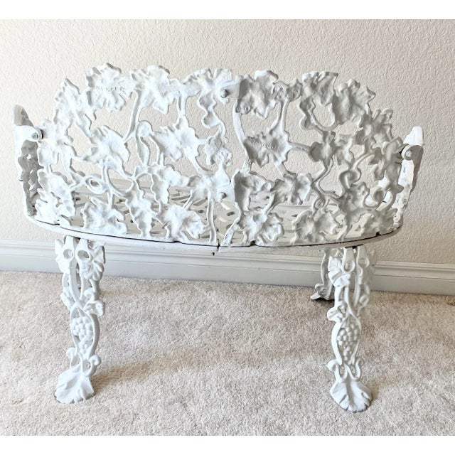 Mid 20th Century Exquisite Wrought Iron Victorian Style Grape Vine Leaf Settee, 2 Chairs and Table, 4 Pieces Excellent "Mint" Condition.. For Sale - Image 12 of 12