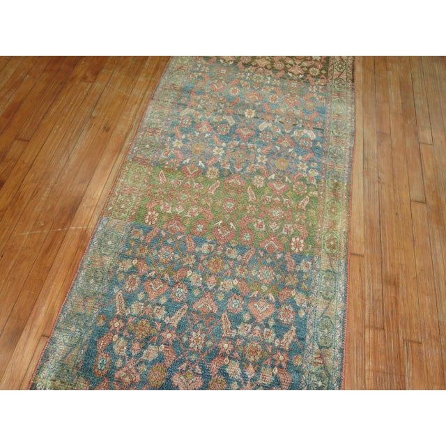 Early 20th Century Zabihi Collection Rare Long Blue Gray Pink Persian Malayer Runner - 2'9" x 19'8" For Sale In New York - Image 6 of 11