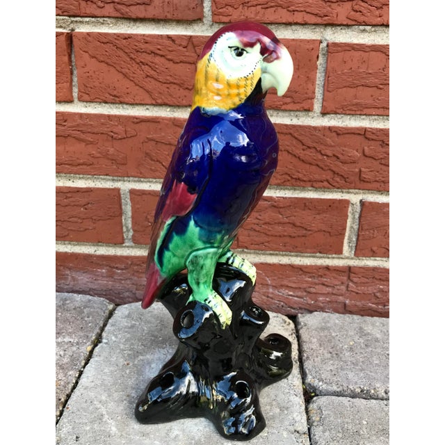 Vintage Glazed Ceramic Parrot Figurine For Sale - Image 10 of 10