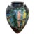 20th Century Hand-Painted Ceramic Urn With Rainforest & Parrot Motif For Sale