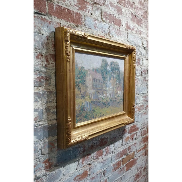 Green Edwin Roscoe Shrader -Rural Farmhouse - Oil Painting -California Pointillism For Sale - Image 8 of 10