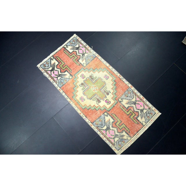 1960s Handmade wool and cotton rug in Turkish Anatolian Small Rug, Vintage Doormat Rug, Turkish Antique Decorative Rug,...