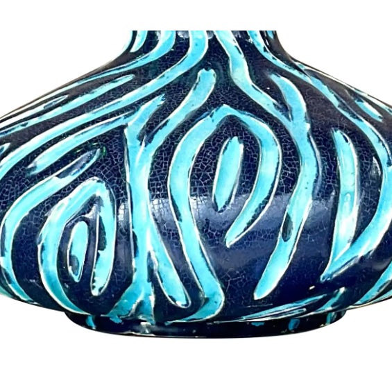 Ceramic Vintage Modernist Turquoise & Black Studio Pottery Vase For Sale - Image 7 of 12