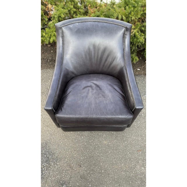 Henredon 2010s Henredon Leather Swivel Chair For Sale - Image 4 of 12