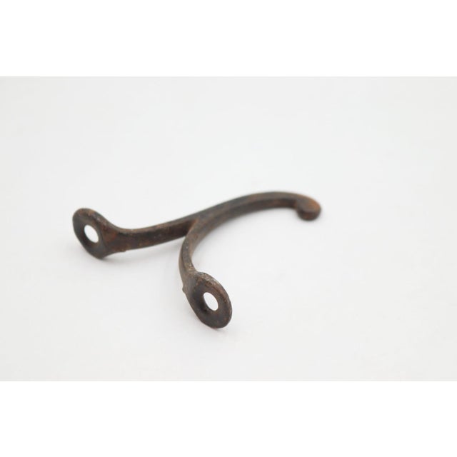 Vintage One Arm Black Cast Iron Wall Hook For Sale - Image 4 of 4
