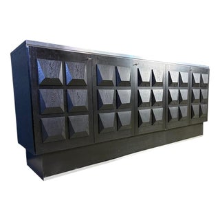 Black Brutalist Credenza, 1970s For Sale