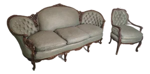 Antique Hand Carved Victorian Sofa and Chair