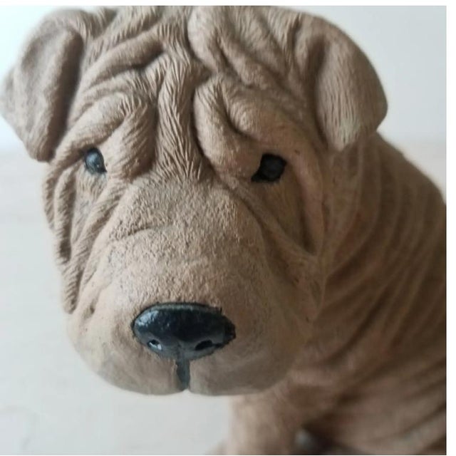 Mid-Century Modern 1986 Shar Pei Dog Sculpture Sandicast For Sale - Image 3 of 12