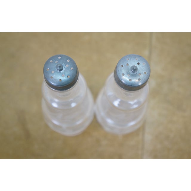 Gray Antique Victorian Silver Plate Etched Glass Cruet Condiment Set 12" For Sale - Image 8 of 18