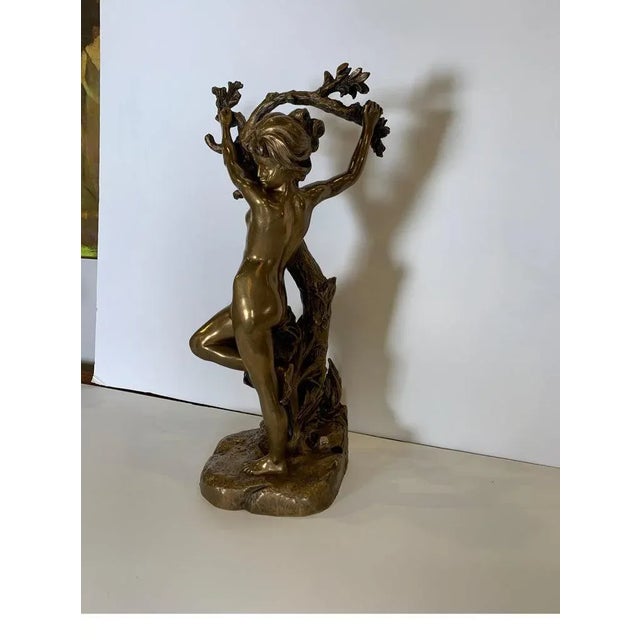 Figurative Late 19th Century Antique French Bronze Art Nouveau Nude Sculpture For Sale - Image 3 of 8
