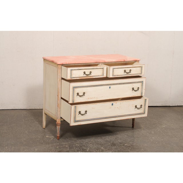 Mid 20th Century French Painted Wood Chest W/ Faux Marble Top For Sale - Image 9 of 12
