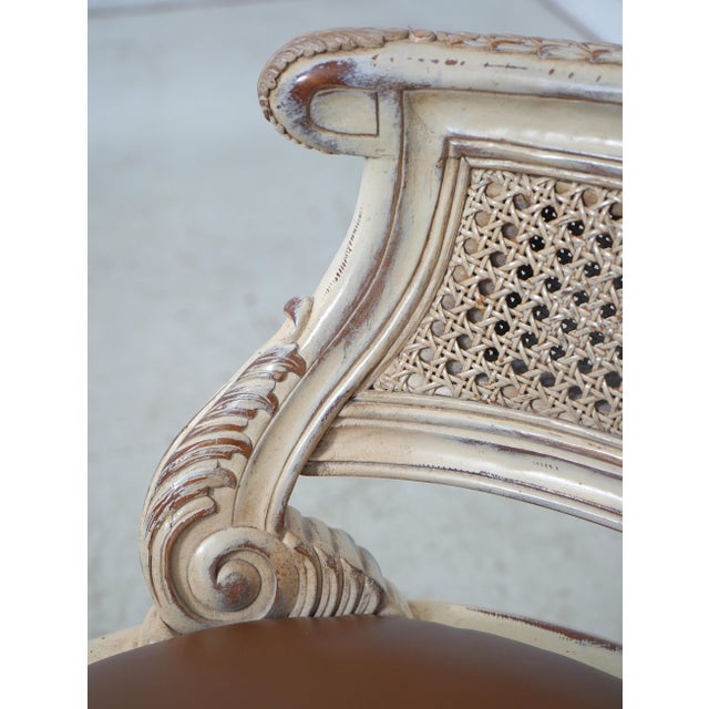 French Louis XV Cane Back Painted Vanity Stool For Sale In Philadelphia - Image 6 of 18
