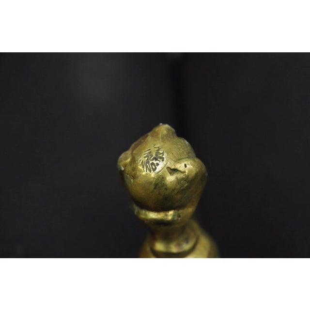 Vintage French Renaissance Brass Figural Candlestick Pricket Candleholder a Pair For Sale - Image 10 of 12