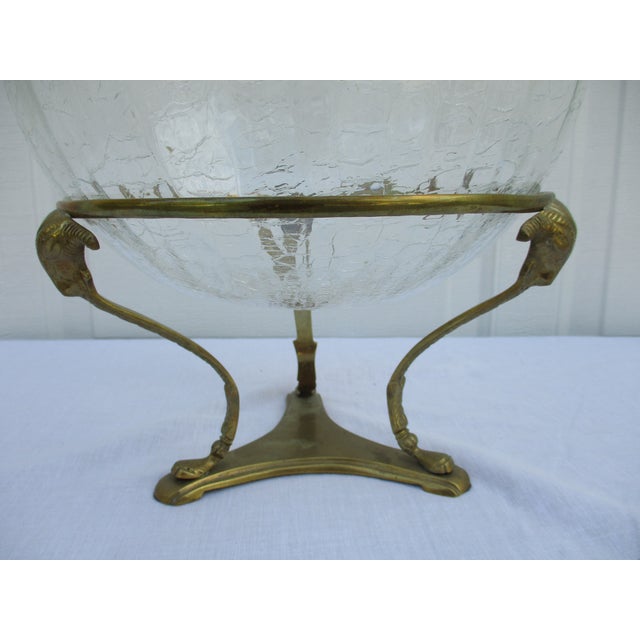 Brass and Crackled Glass Centerpiece Bowl For Sale - Image 4 of 11