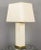 Mid-Century Modern Large French Mid-Century Rectangular Travertine Table Lamp With Brass Base, 1960s For Sale - Image 3 of 12