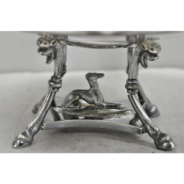 Antique Reed & Barton English Regency Figural Bread Basket w Whippet Dog Base. Item features "H" monogram to center,...