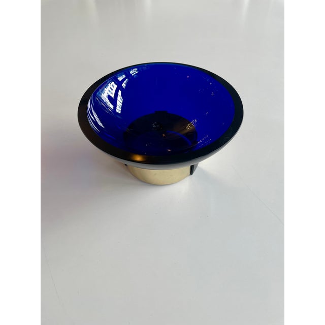 Metal Skultuna Bowl in Cobalt Blue Mouth-Blown Glass and Brass by Michael Kurpatov, 1960s For Sale - Image 7 of 8