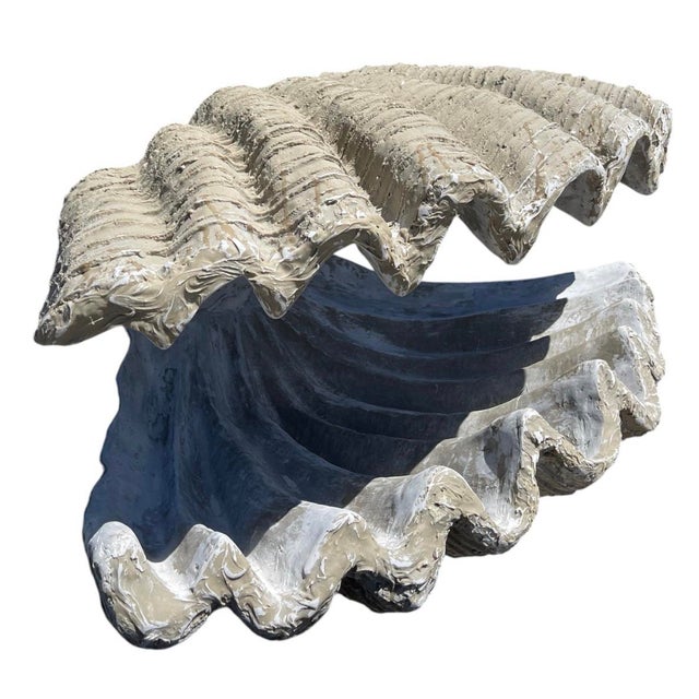 2000 - 2009 Monumental Resin Giant Clam Shell Garden Statue & Planter Accent For Sale - Image 5 of 12