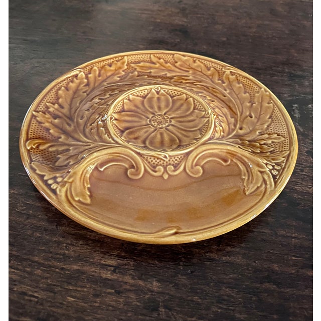 Gien 1970s Gien Gold Glaze Majolica Artichoke Plate For Sale - Image 4 of 13