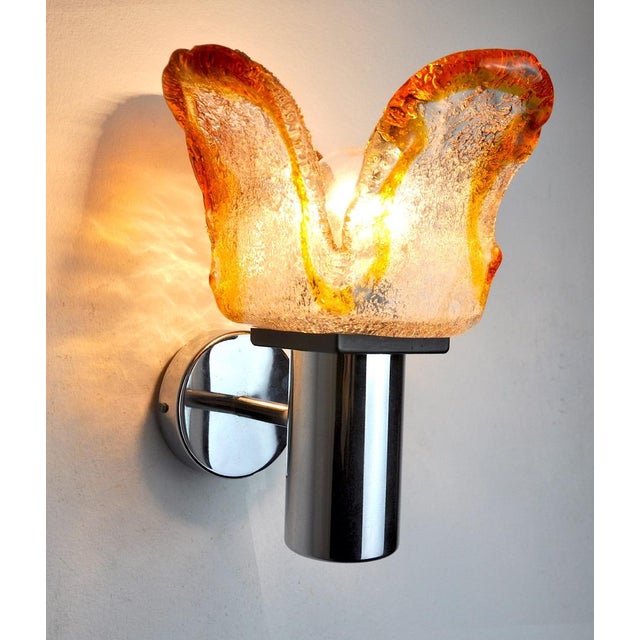 Frosted Murano Glass Wall Lamp from Mazzega, Italy, 1960s For Sale - Image 3 of 8